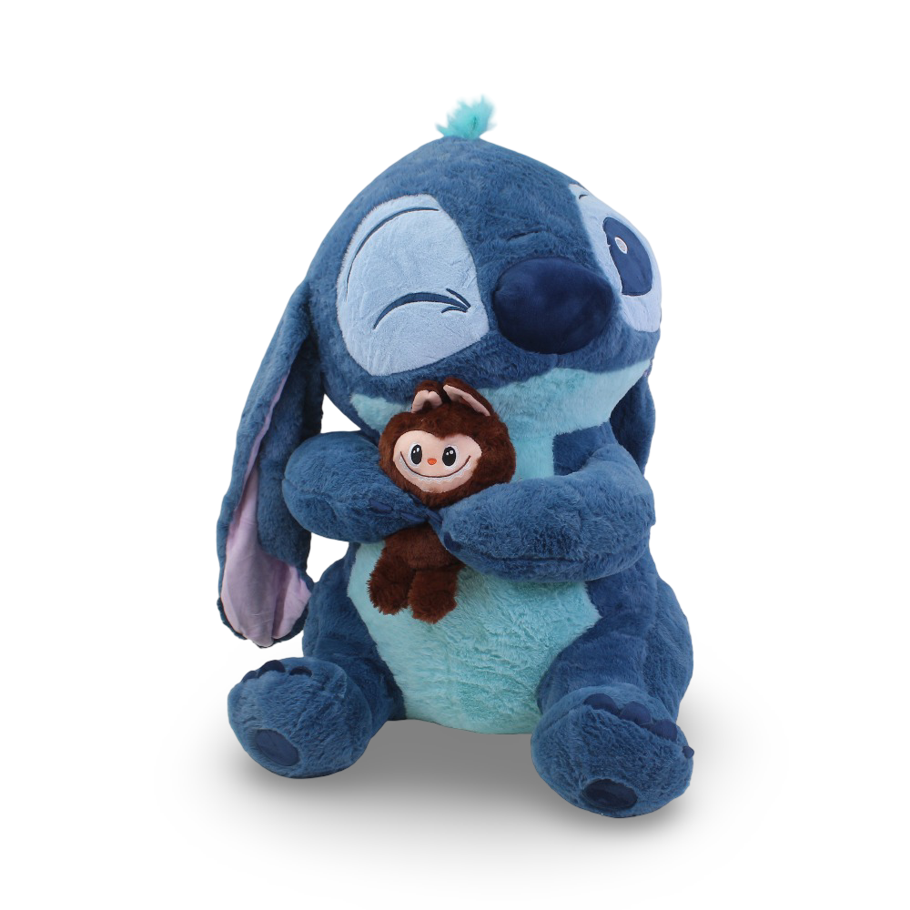 Large Stitch Plush Toy with Baby Doll – Blue