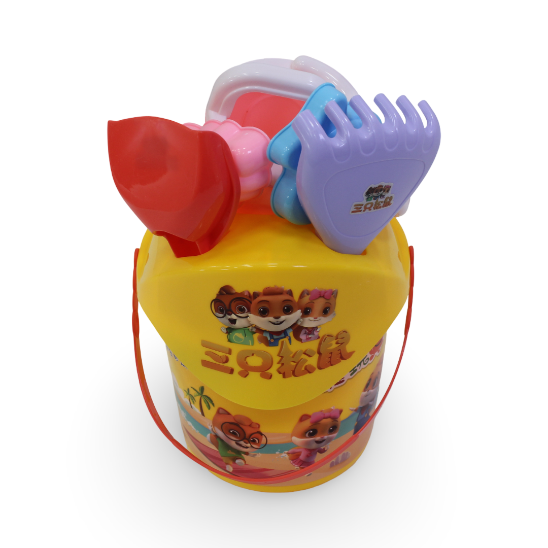 Children's Beach Sand Toy Set – Yellow with Squirrel Print