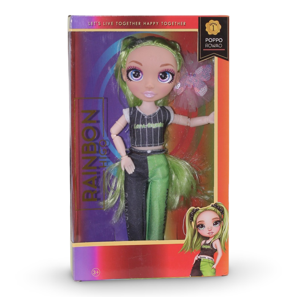 Rainbow Fashion Girl Doll – Green Hair with Trendy Outfit