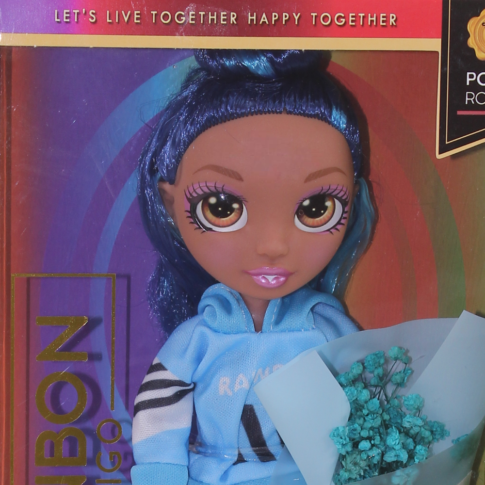 Rainbow Fashion Girl Doll – Blue Hair with Outfit & Bouquet