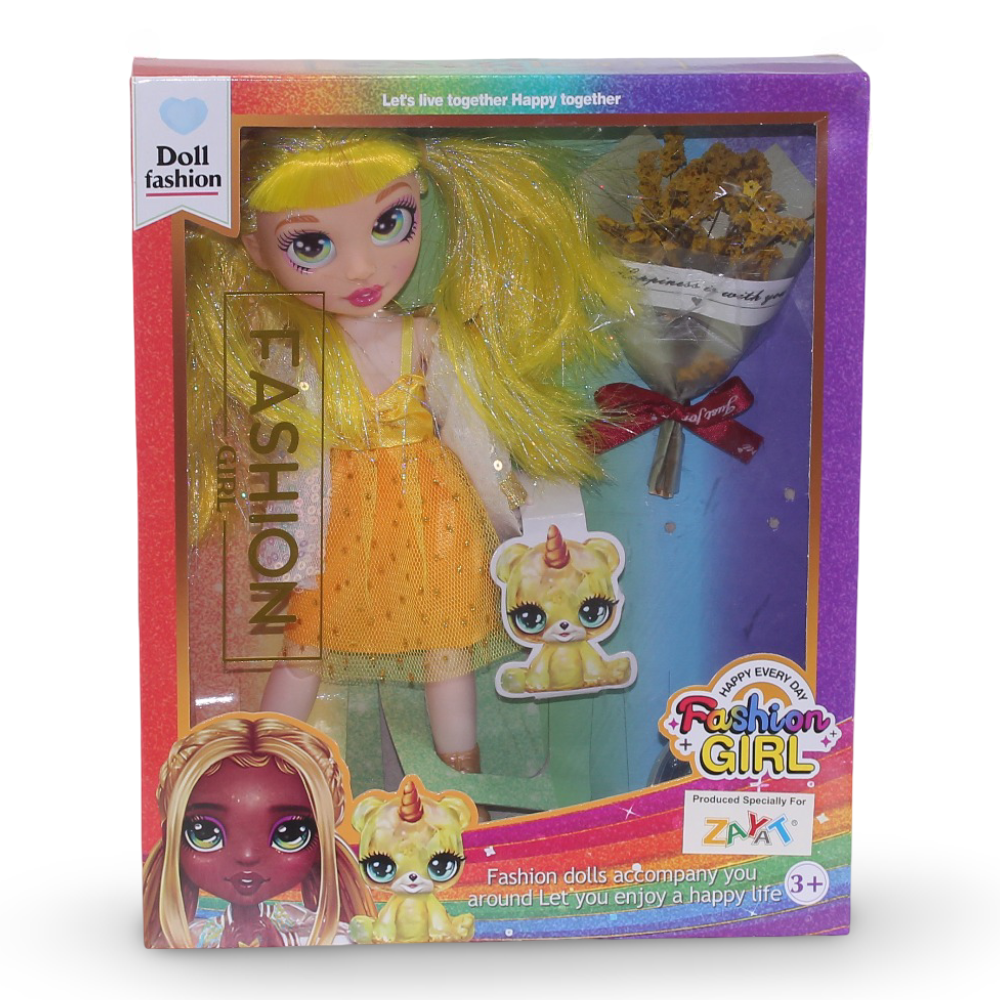 Rainbow Fashion Girl Doll – Yellow with Slime