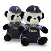 Panda Plush Toy – Medium Size with Checkered Outfit and Cap