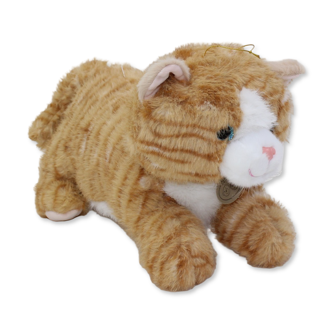 Striped Cat Plush Toy – Beige