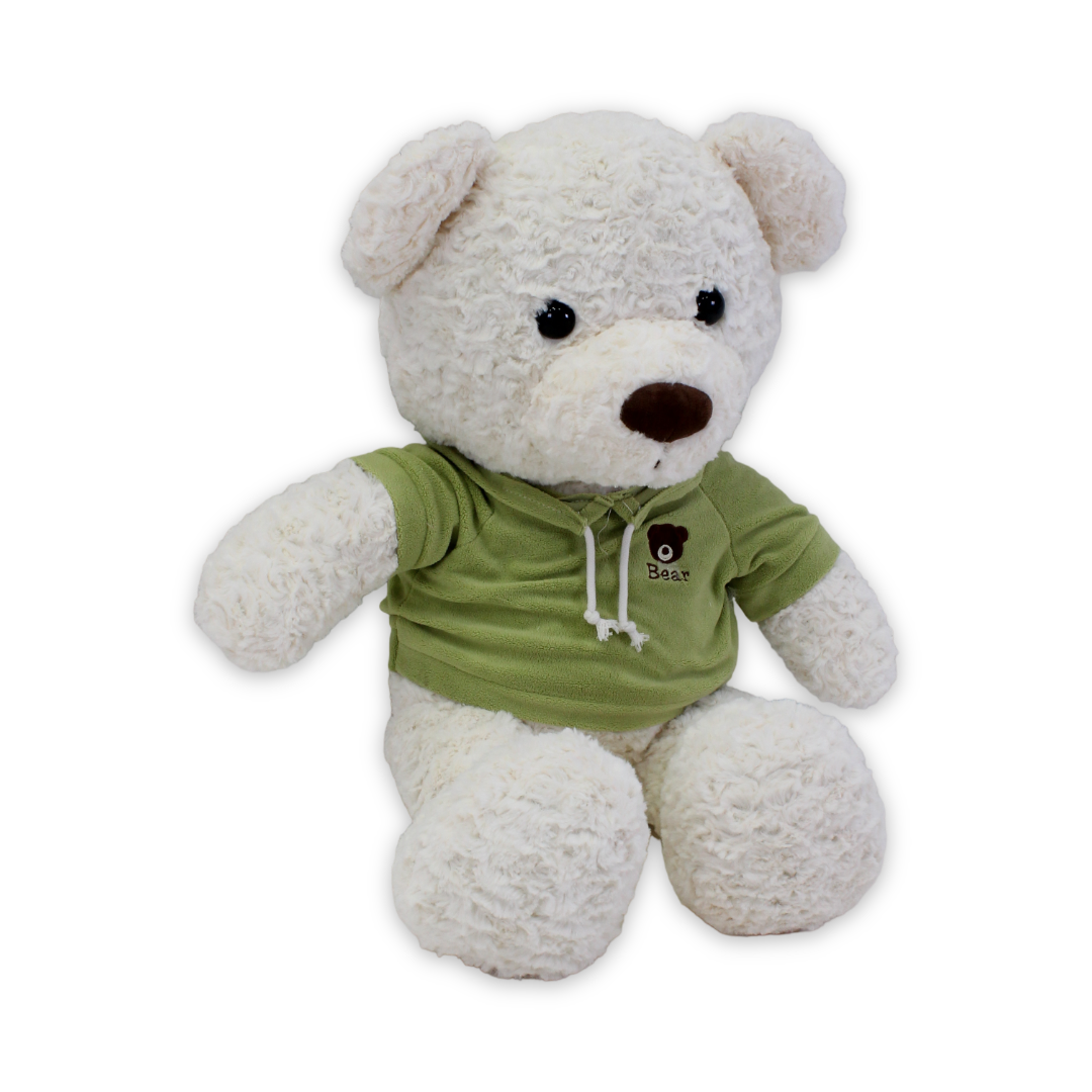 Teddy Bear Plush Toy – White with Green Shirt