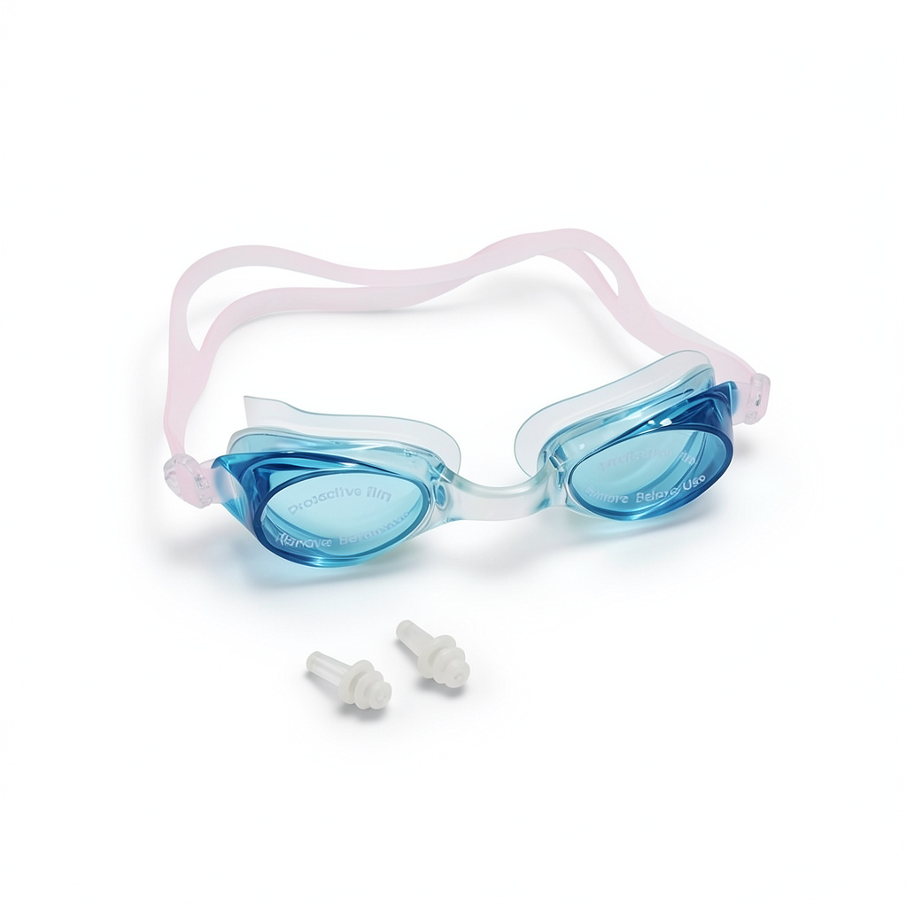 Anti-Fog Swimming Goggles with Case – Baby Blue