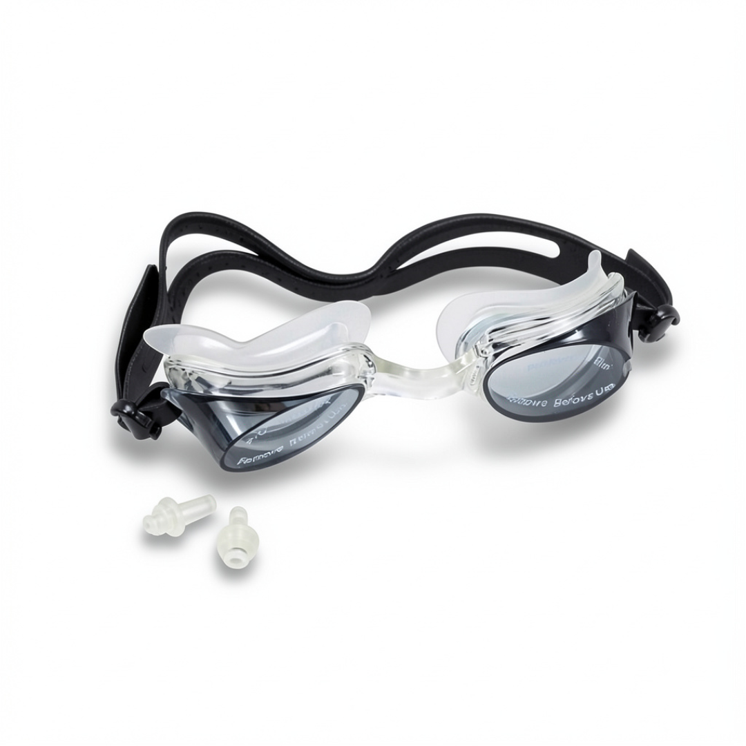 Anti-Fog Swimming Goggles with Case – Silver & Black
