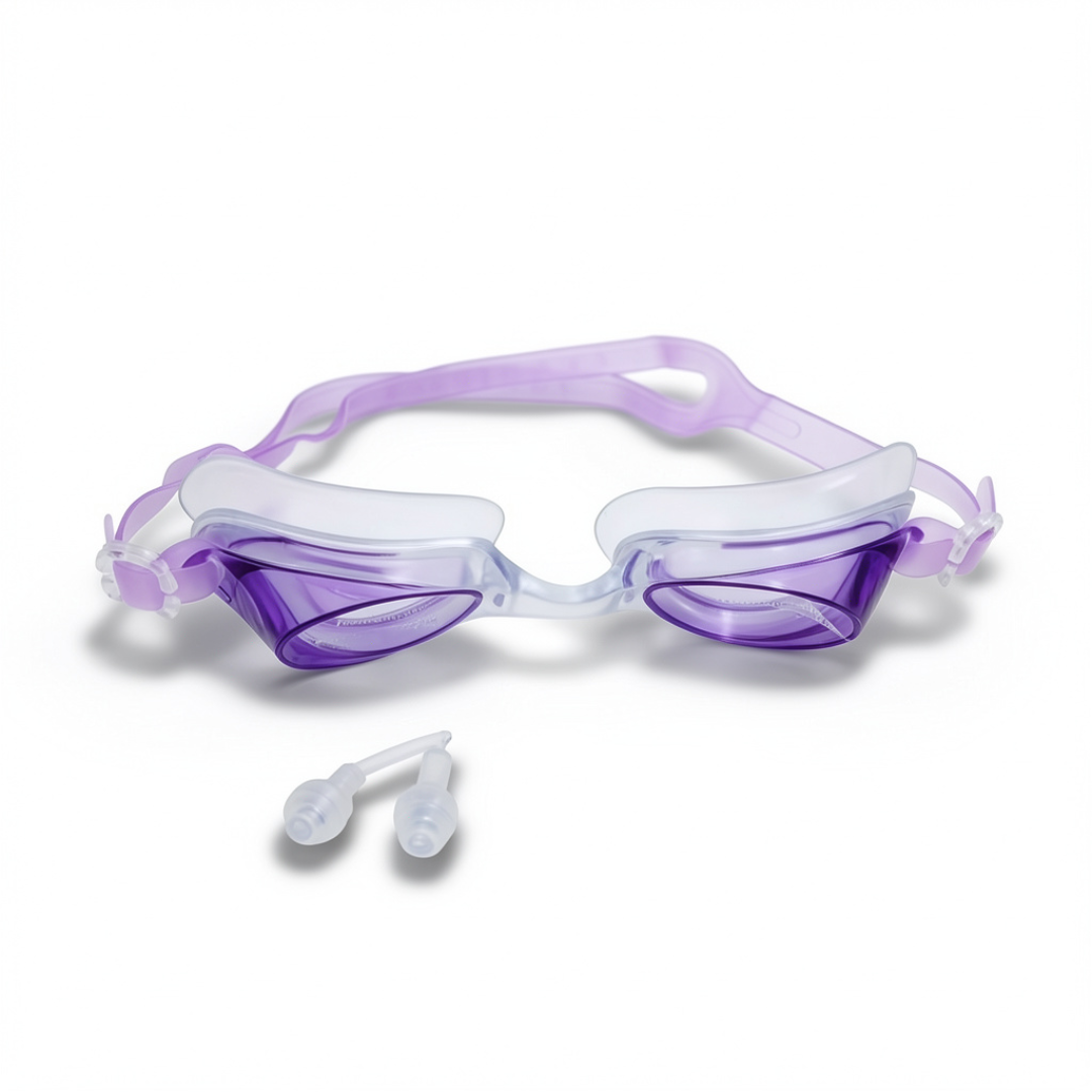 Anti-Fog Swimming Goggles with Case – Purple