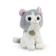 Cat Plush Toy – White & Gray