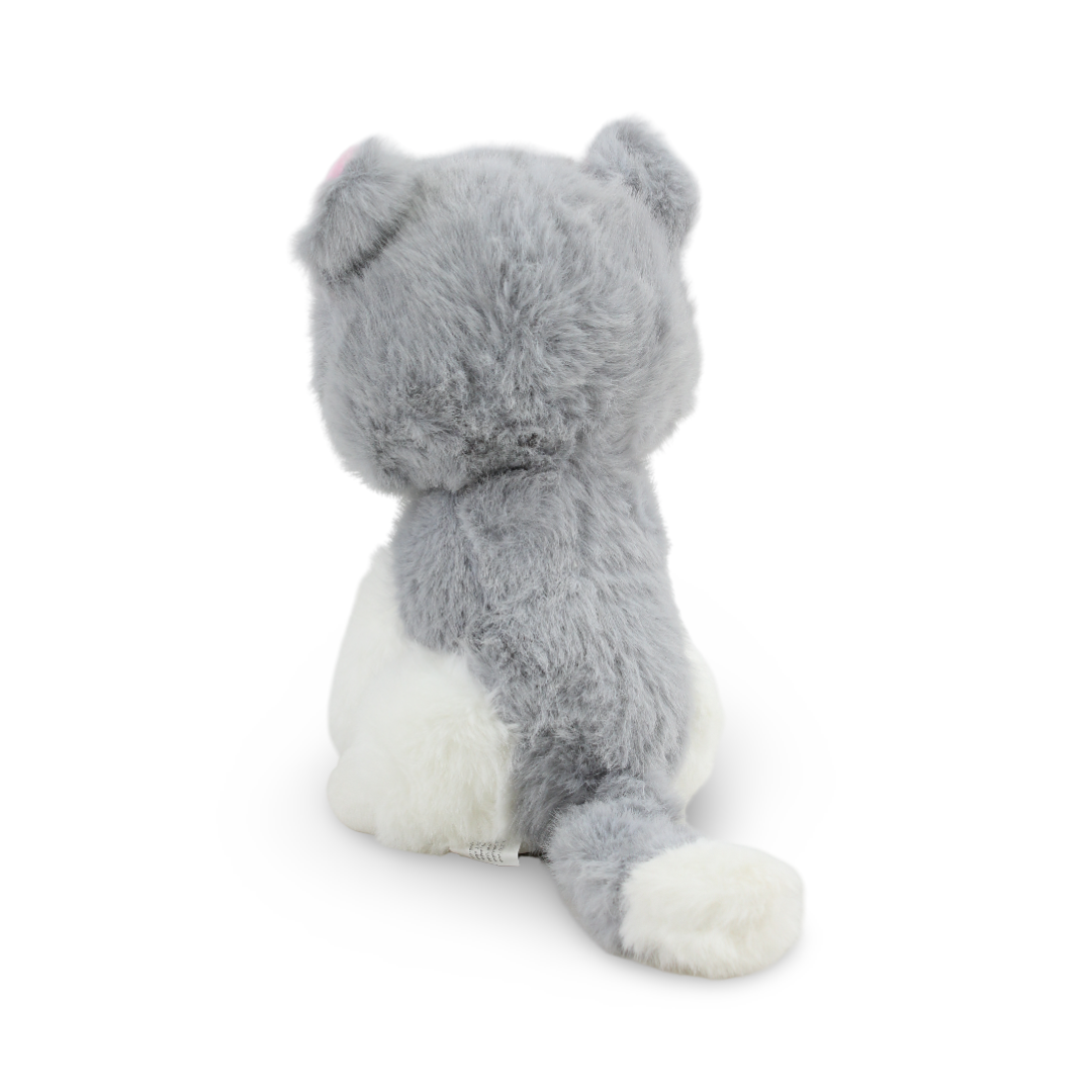 Cat Plush Toy – White & Gray