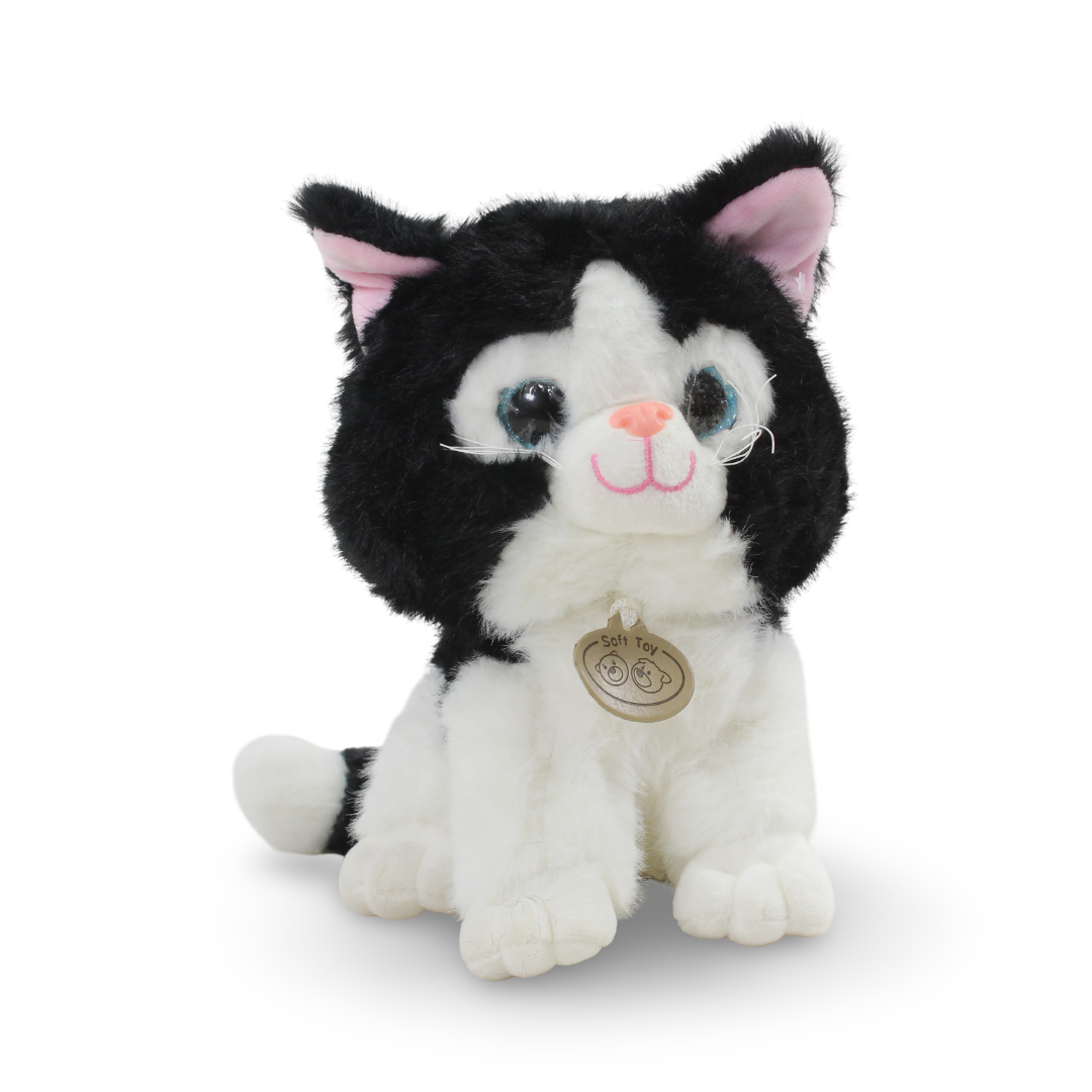 Cat Plush Toy – White & Black