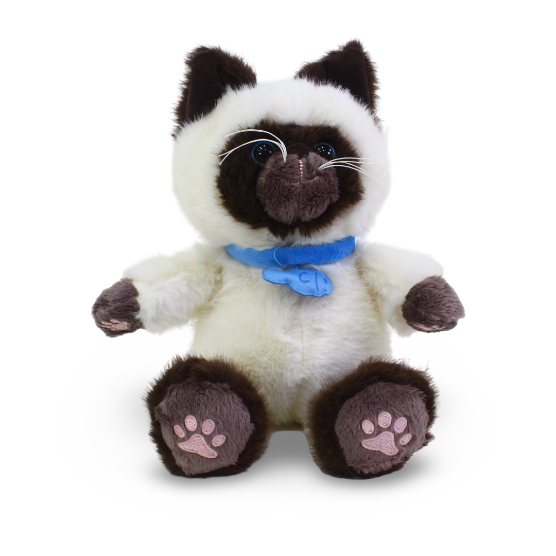 Siamese Cat Plush Toy – Off-White & Brown