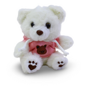 Teddy Bear Plush Keychain – White with Pink T-Shirt