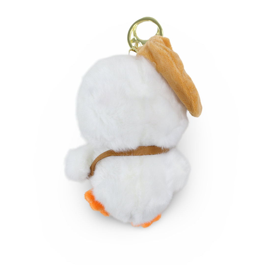 Cute Duck Plush Keychain – White