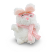 Bunny with Pink Glasses Plush Keychain – White