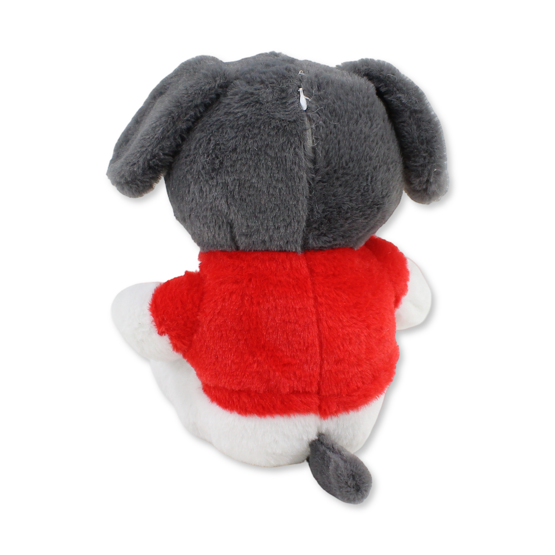 Dog Plush Toy – Grey with Red T-Shirt