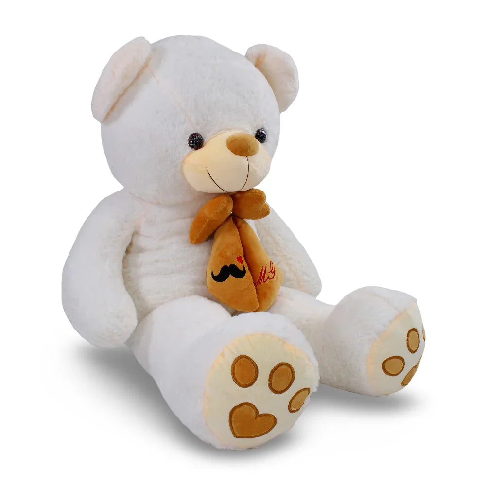 Off-White Teddy Bear with a Bow