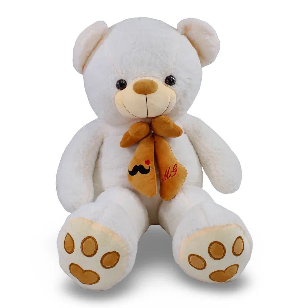 Off-White Teddy Bear with a Bow