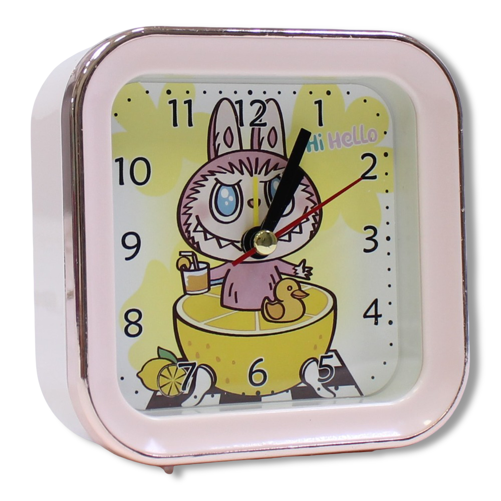 Labubu Square Alarm Clock – Pink