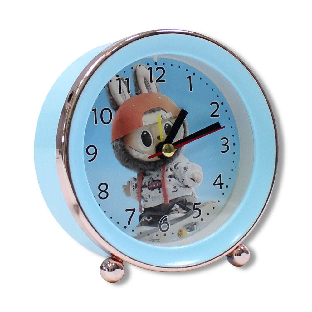 Labubu Metal Round Alarm Clock – Blue