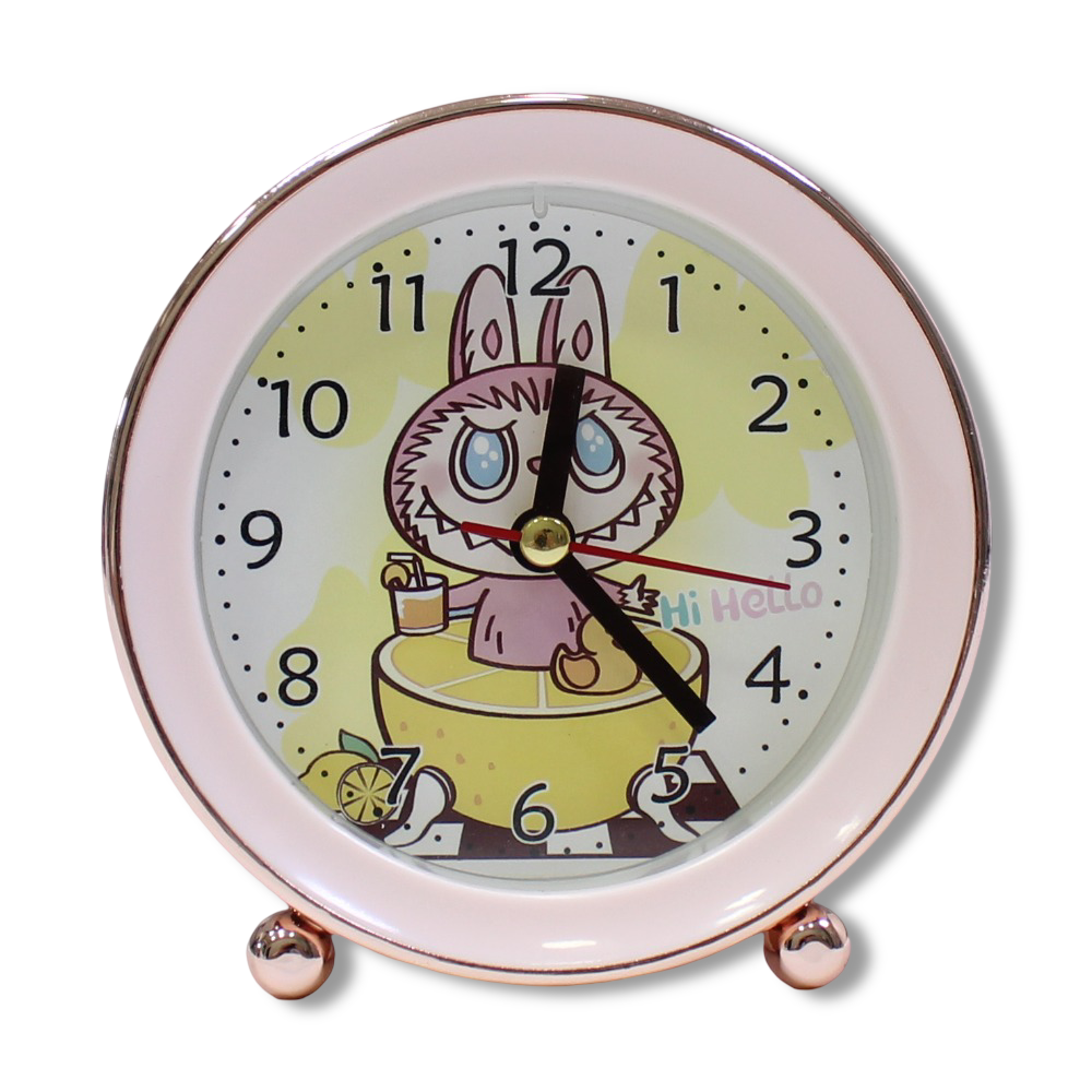 Labubu Metal Round Alarm Clock – Pink