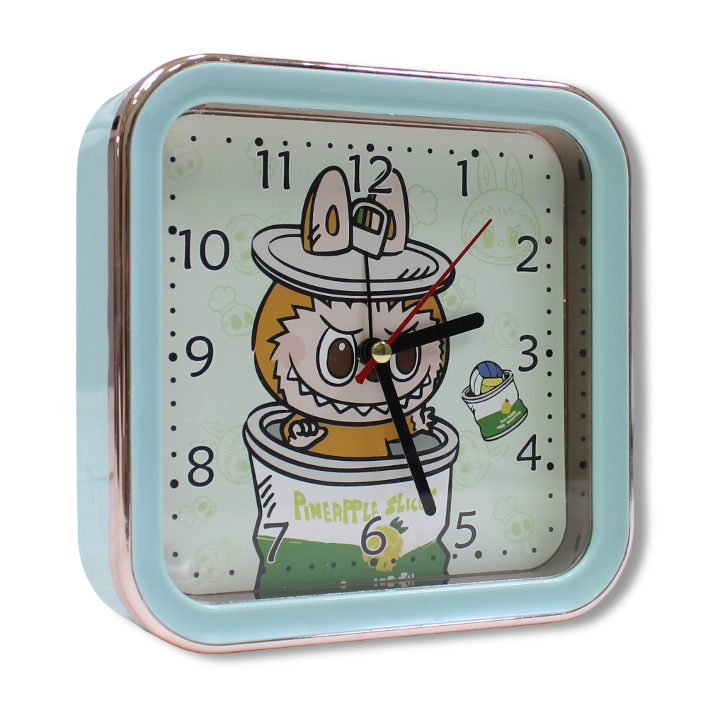 Labubu Metal Square Alarm Clock – Blue