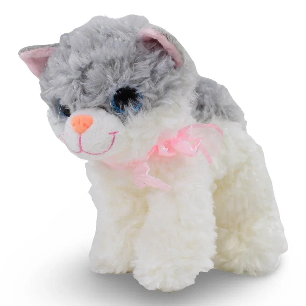 Grey & White Cat Plush Toy