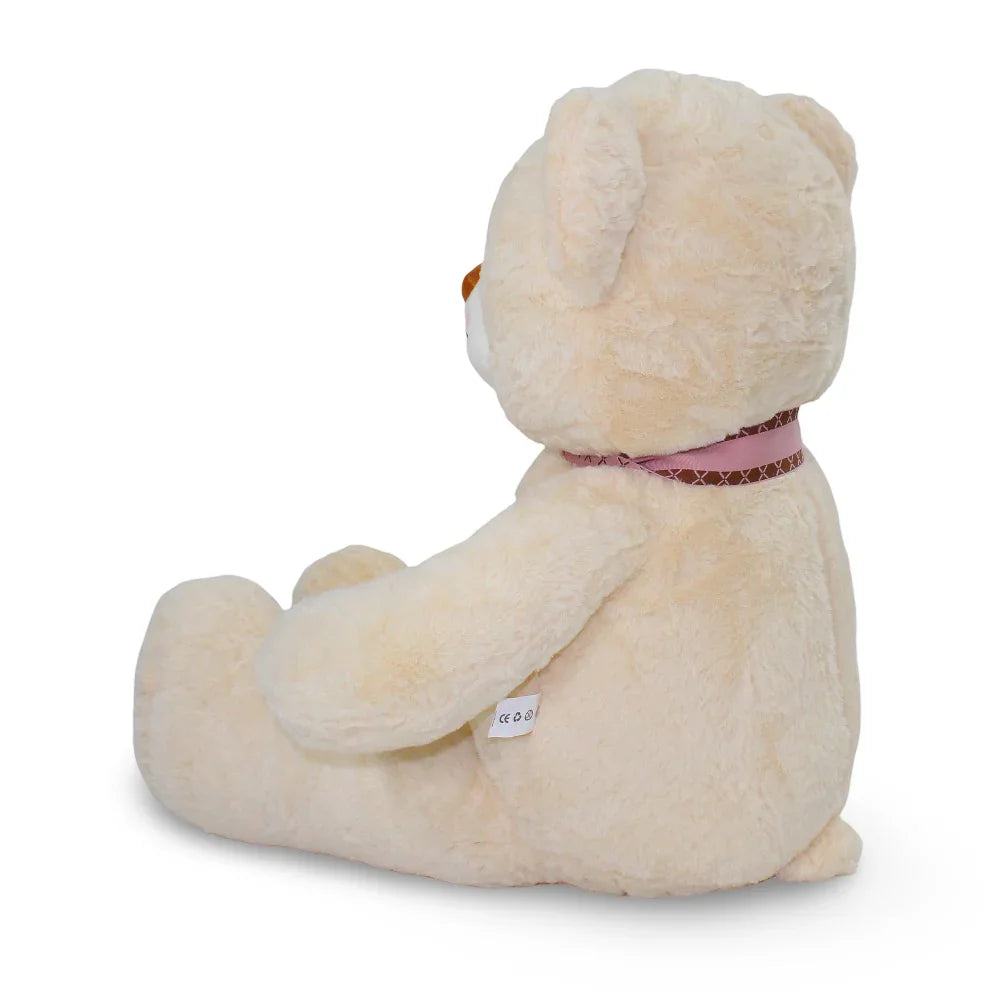 Beige Teddy Bear with Bow & Love Badge