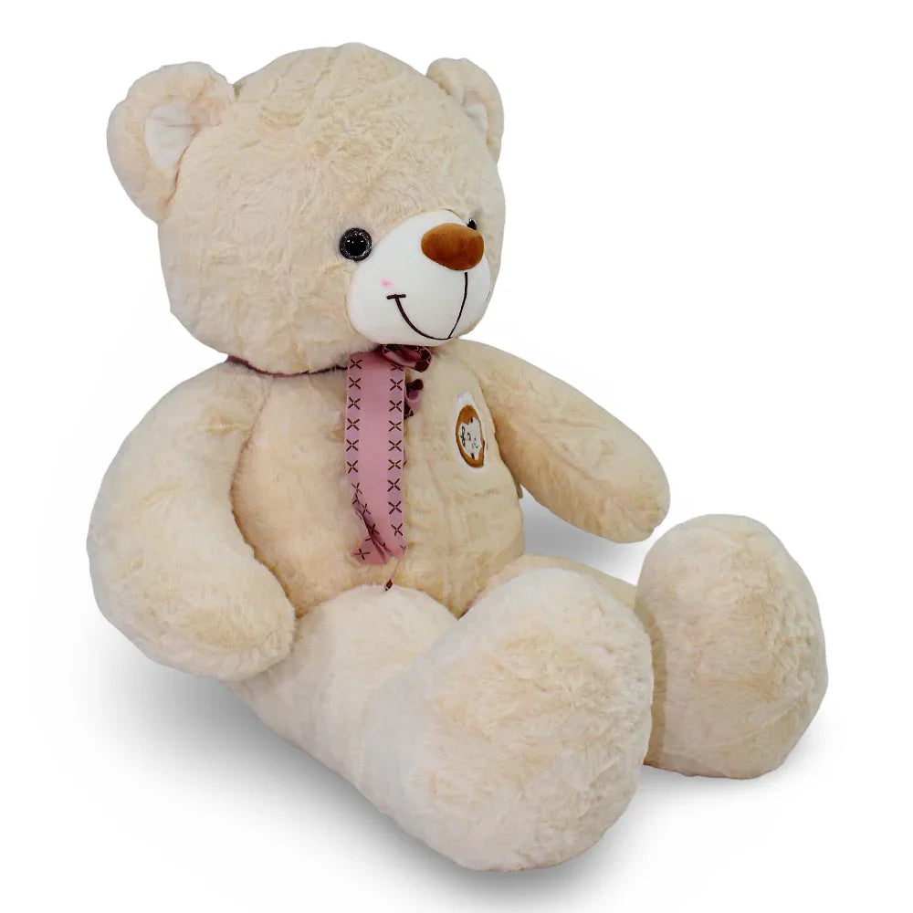 Beige Teddy Bear with Bow & Love Badge