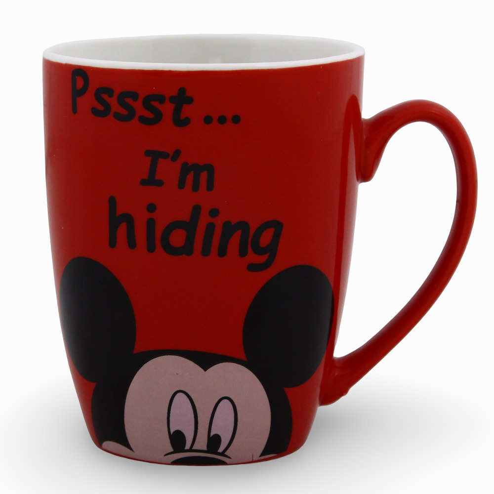 Porcelain Mug – Red with Mickey Mouse Print