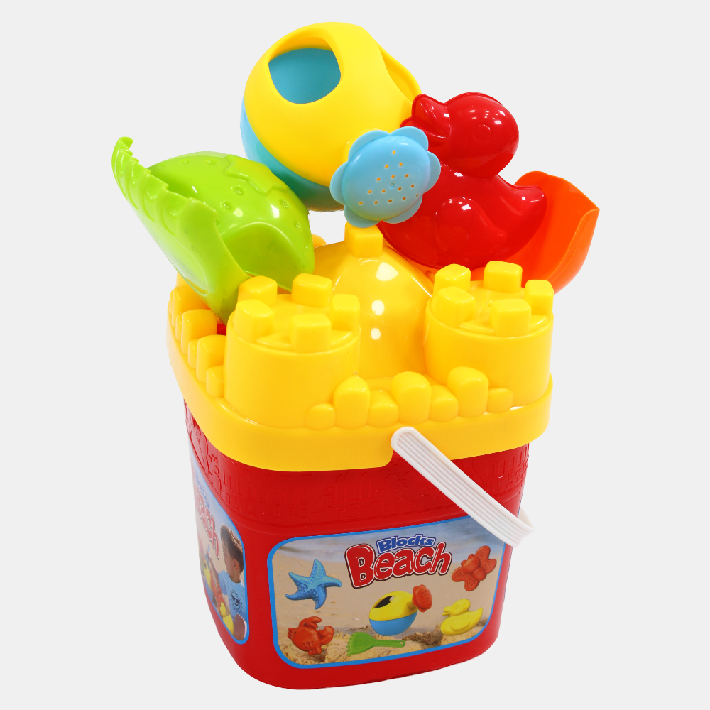 Luxury Beach Bucket – Red & Yellow