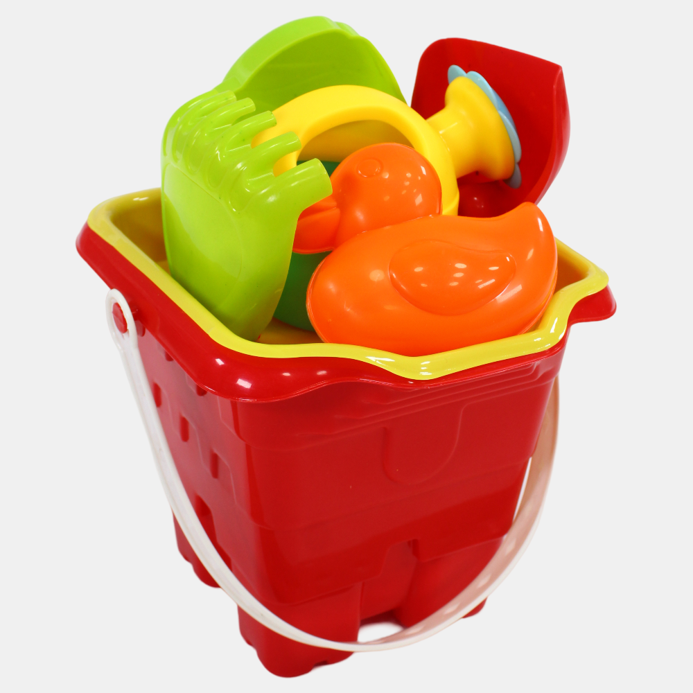 Beach Bucket with Water Sprayer – Red