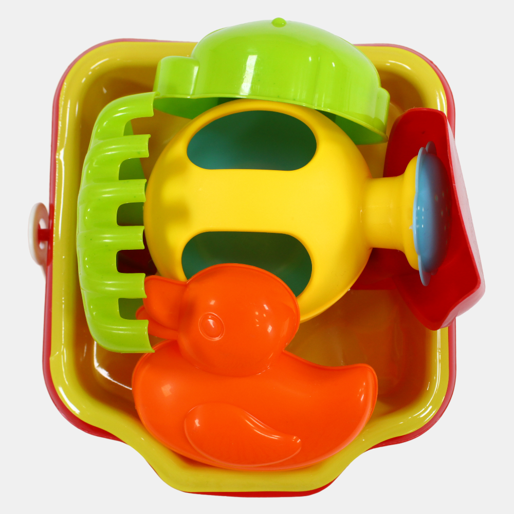 Beach Bucket with Water Sprayer – Red