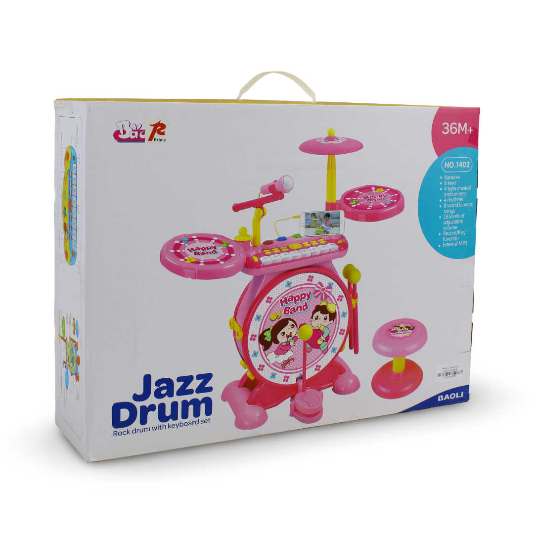 Baoli 2-in-1 Children's Electronic Jazz Drum Kit – Pink