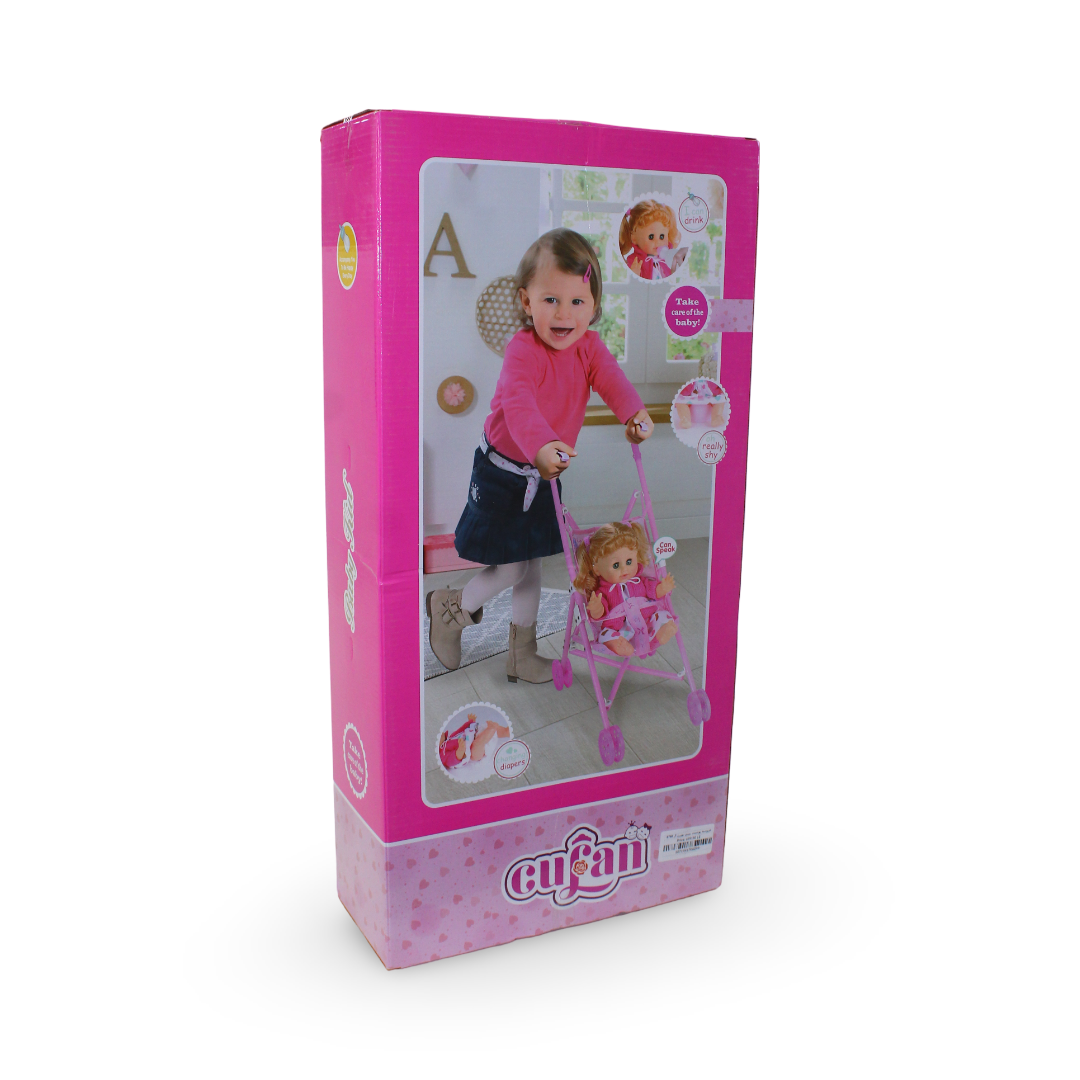 Cufan Baby Doll with Stroller Set – Pink