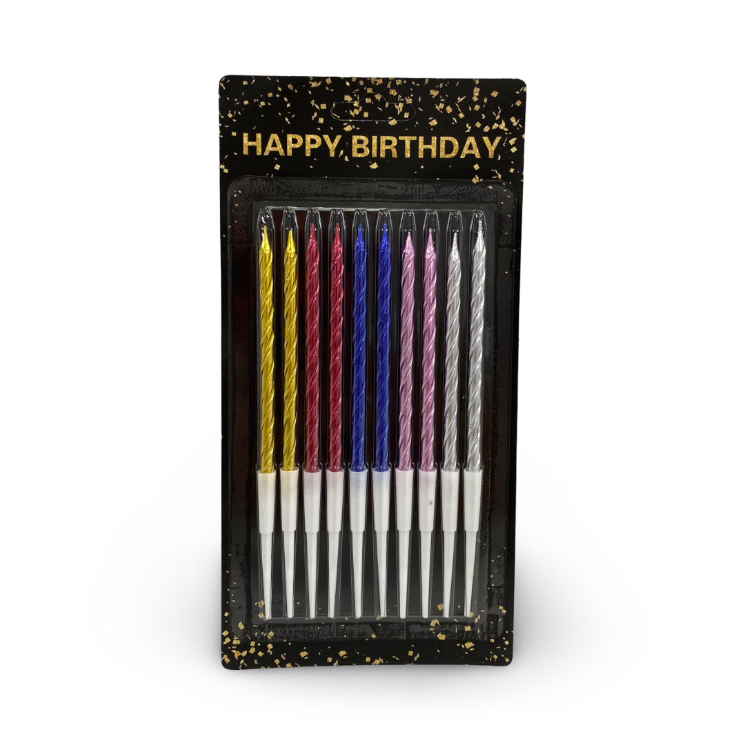 Metallic Spiral Birthday Candles – 10 Pcs