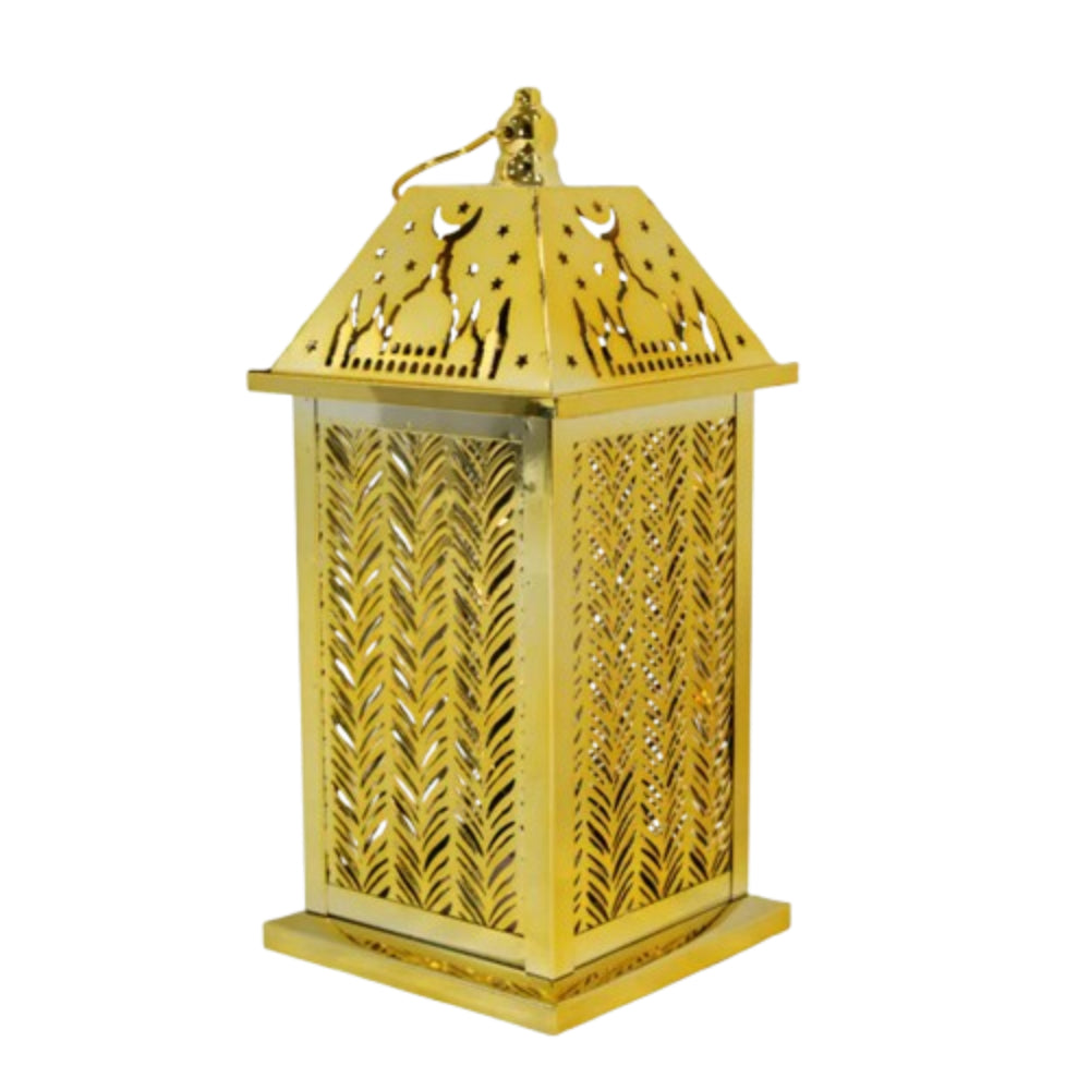 Ramadan Lantern – Gold Steel Square Design (19x10cm)
