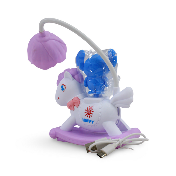 Stitch & Unicorn Rocking Horse USB LED Table Lamp – White