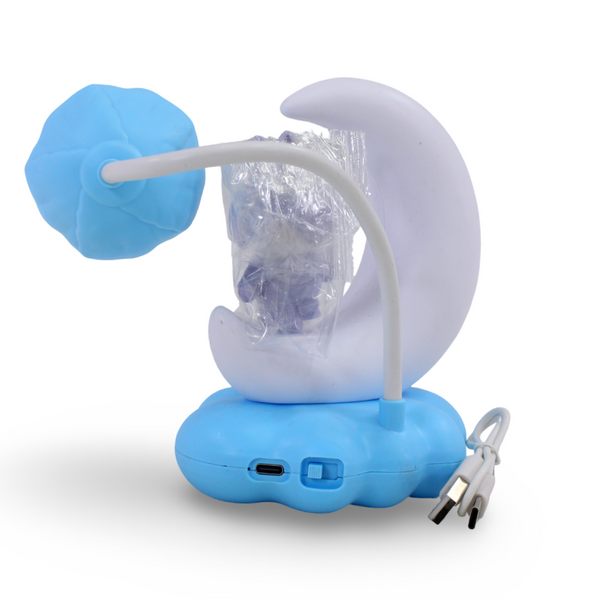 Labubu Moon and Cloud LED Desk Lamp – White & Baby Blue