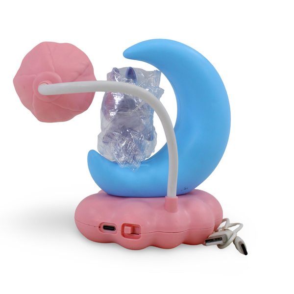 Labubu Moon and Cloud LED Desk Lamp – Baby Blue