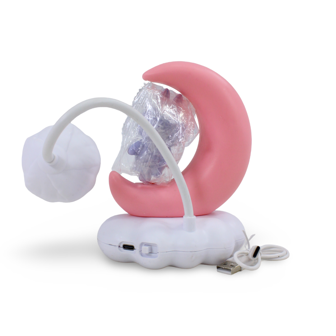 Labubu Moon and Cloud LED Desk Lamp – Pink
