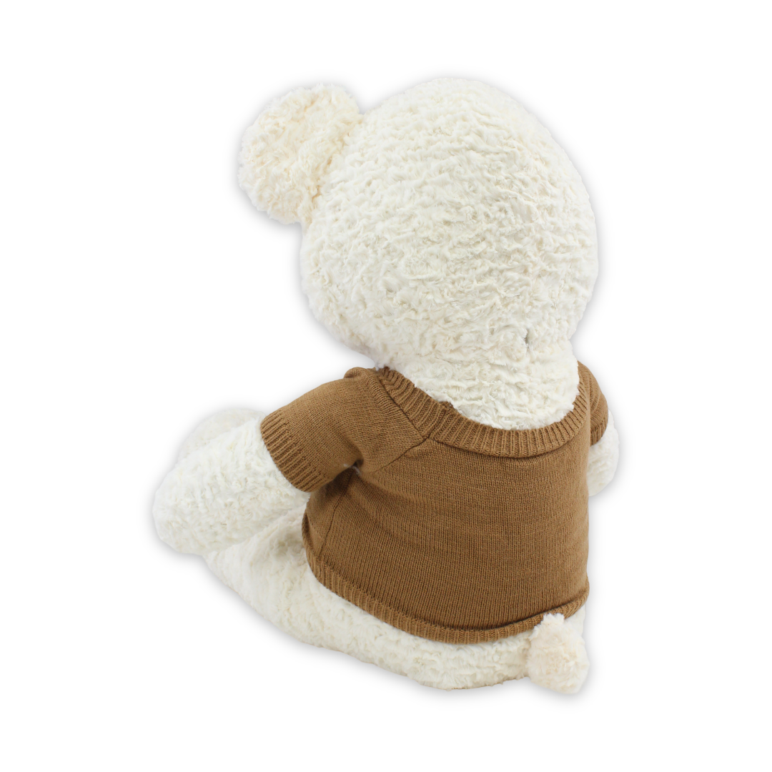 Teddy Bear Plush Toy – Off-White with Brown T-Shirt