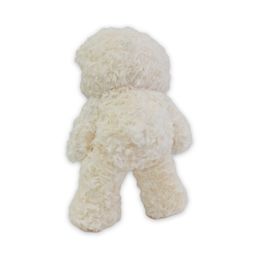 Teddy Bear Plush Toy – Off-White with Red Bow