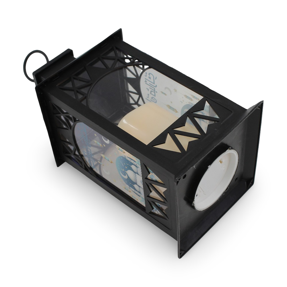 Acrylic Ramadan Lantern with Candle - Black