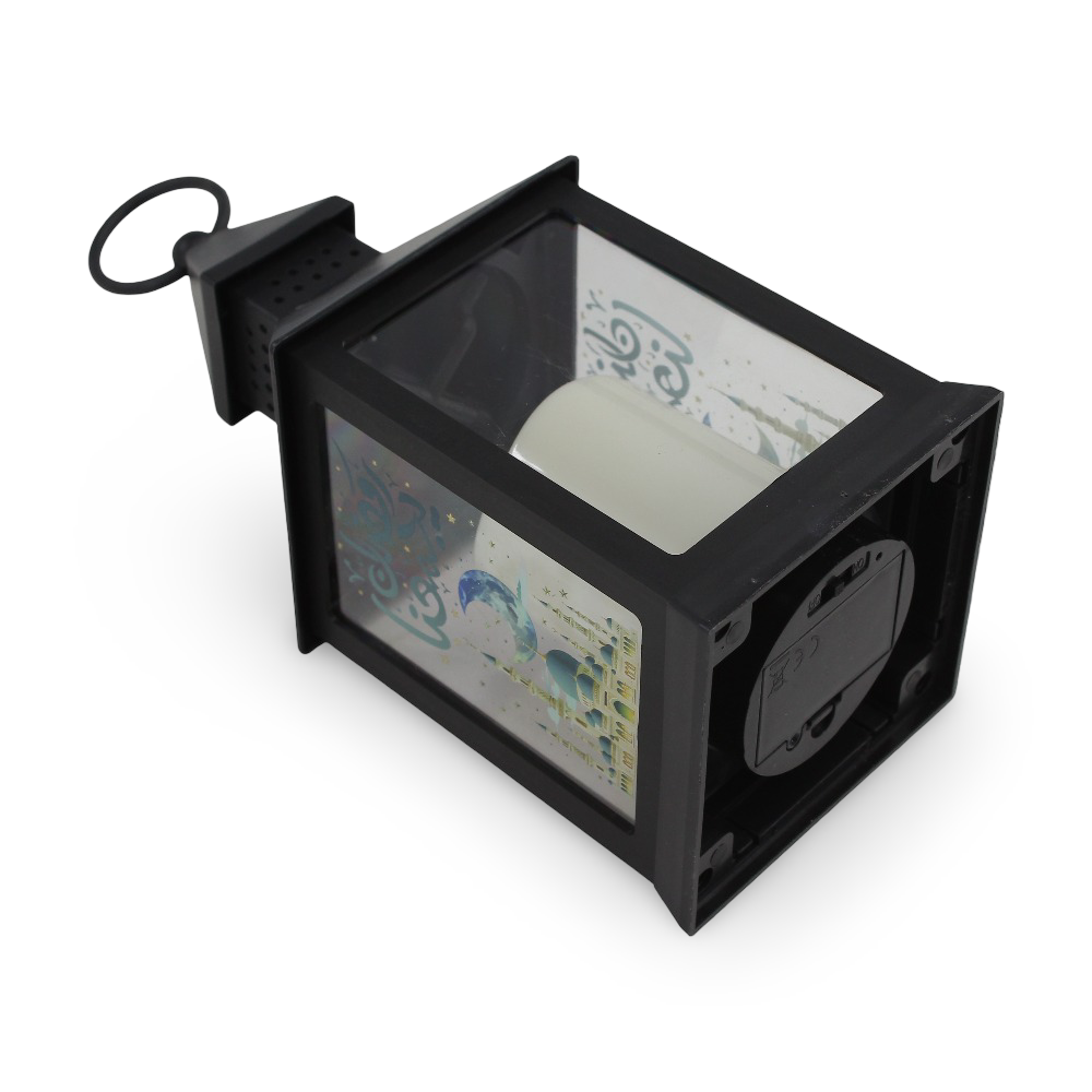 Acrylic Ramadan Lantern with Candle - Black