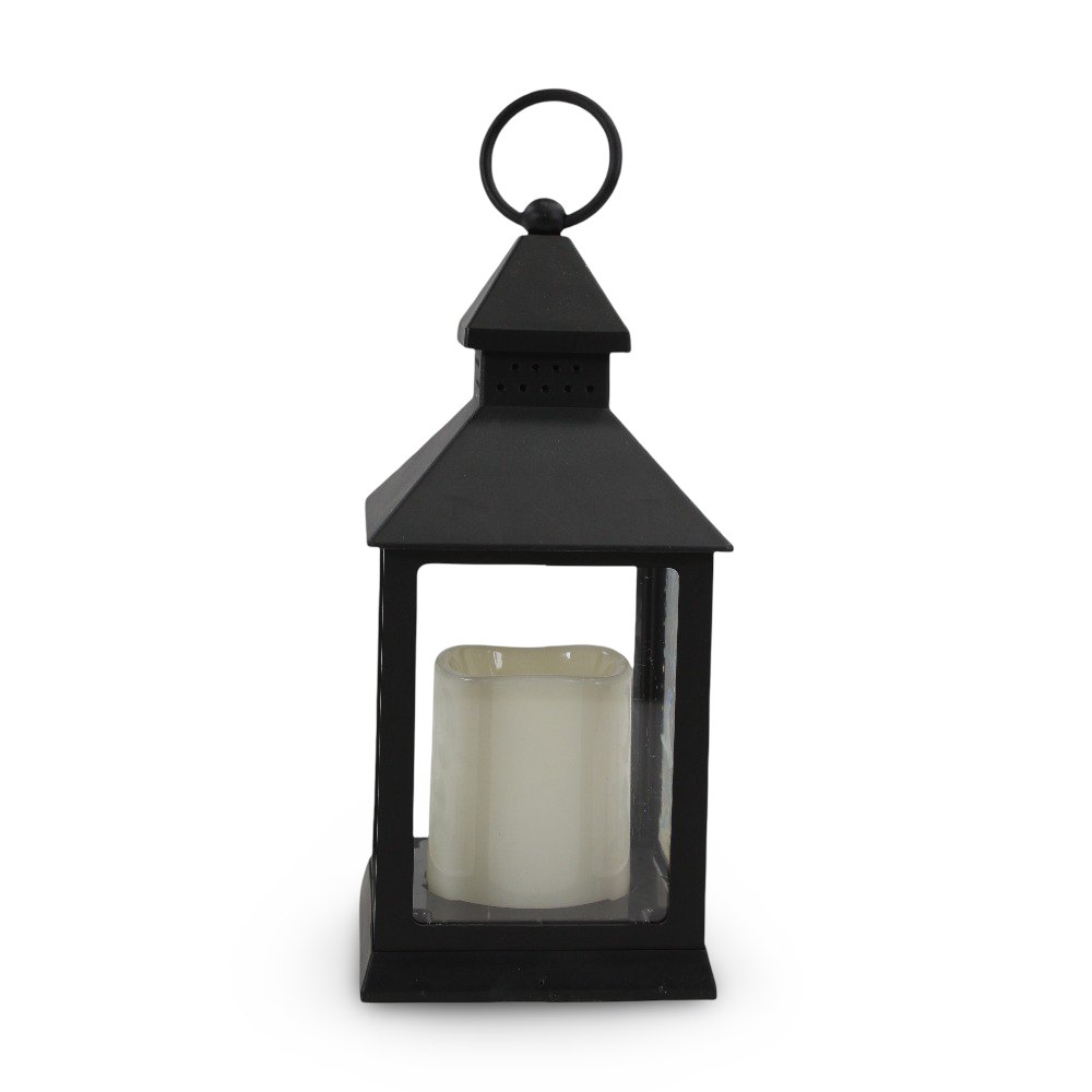 Acrylic Ramadan Lantern with Candle - Black