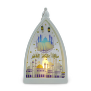 Acrylic Ramadan Lantern with Candle - White