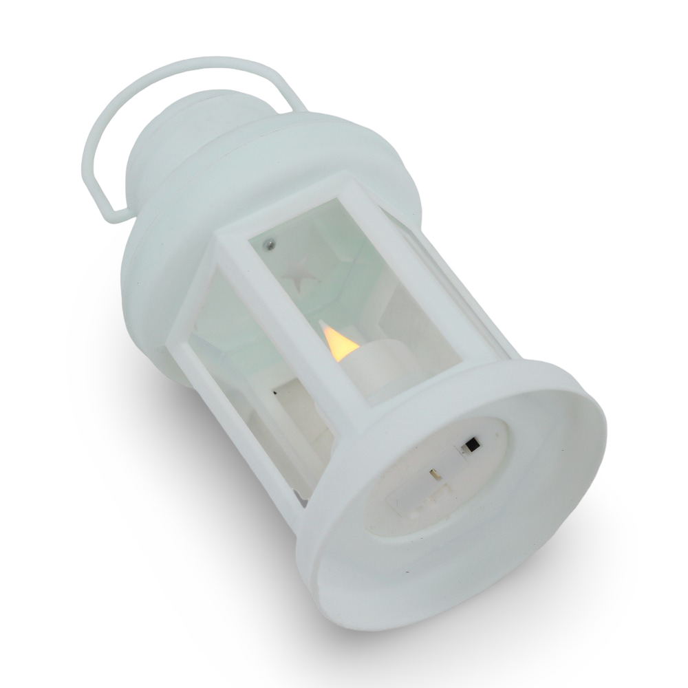 Acrylic Ramadan Lantern with Candle - White
