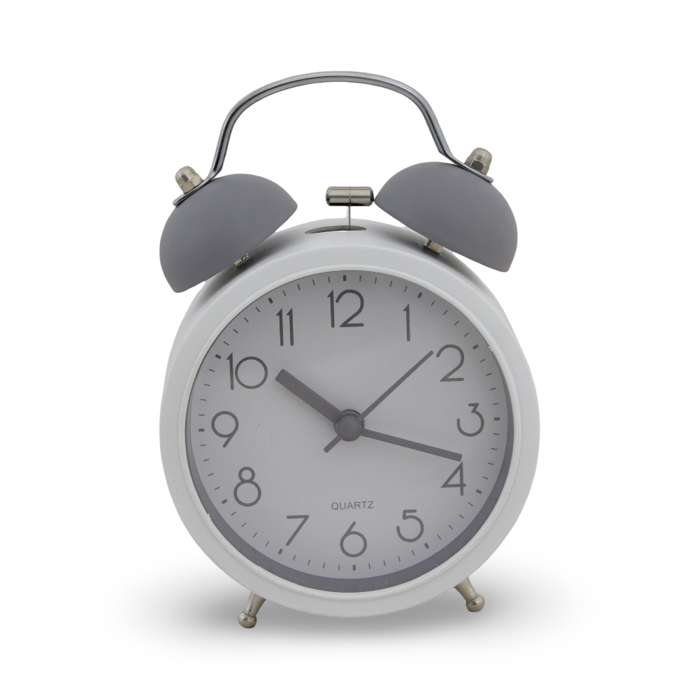 Classic Alarm Clock – White & Grey