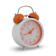 Classic Alarm Clock – White & Orange