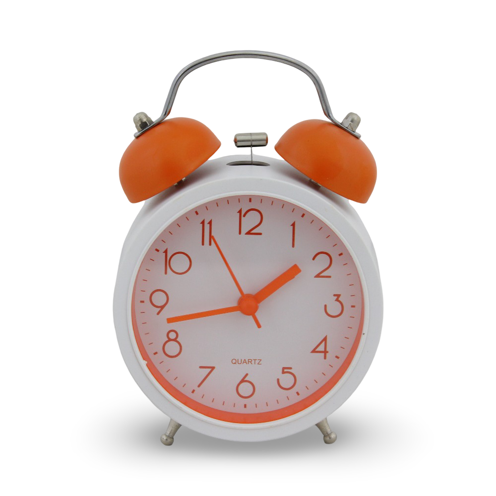 Classic Alarm Clock – White & Orange
